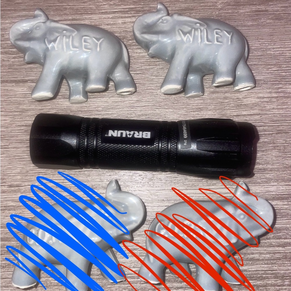Miniature Ceramic Elephant Election Figurines - Wiley Blount Rutledge GOP (x2)